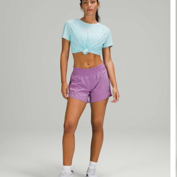 lululemon athletica Pants - Lululemon Track That Mid-Rise Lined Short 5" Wisteria Purple size 16 W7ATBS